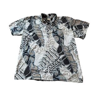 Go Barefoot Hawaiian Print shirt size 3XL TALL; Short Sleeves; Green & white